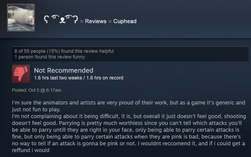 Illustration for article titled Cuphead, As Told By Steam Reviews